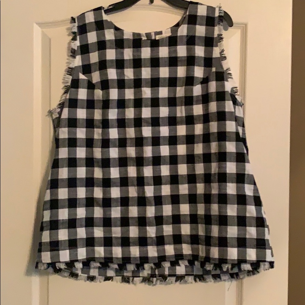 Cotton Bleu black and white gingham top.